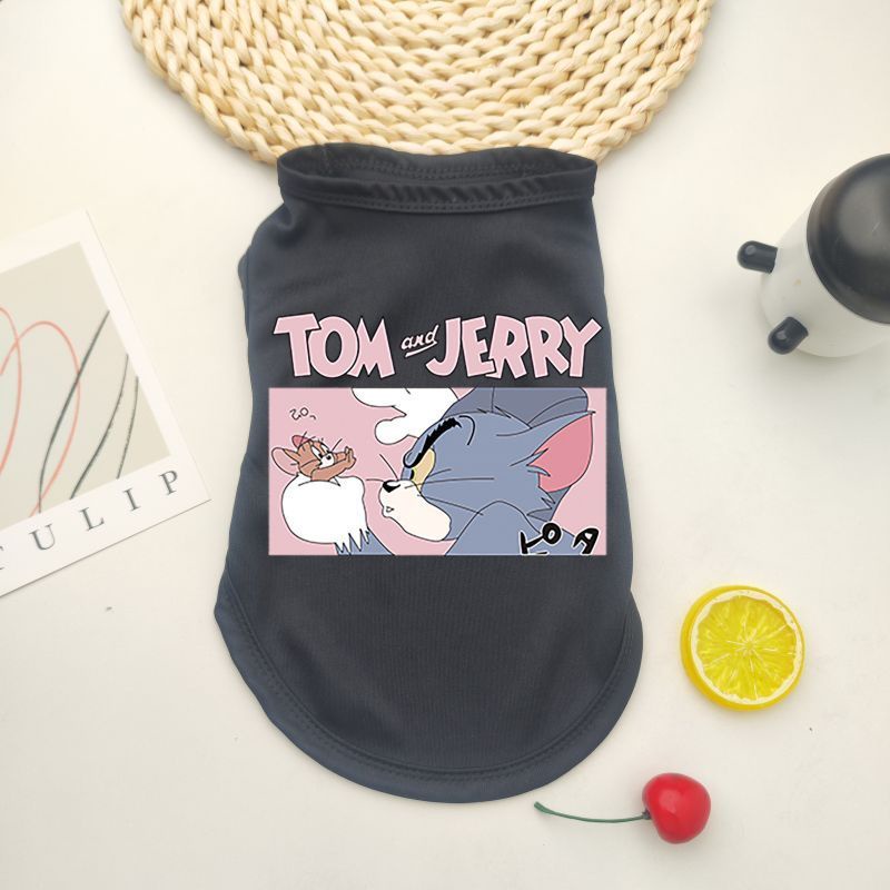 Rompi Anjing New Teddy Mini Medium Large Dog Cotton Tank Top Produk Pet Pakaian Tom &amp; Jerry Text