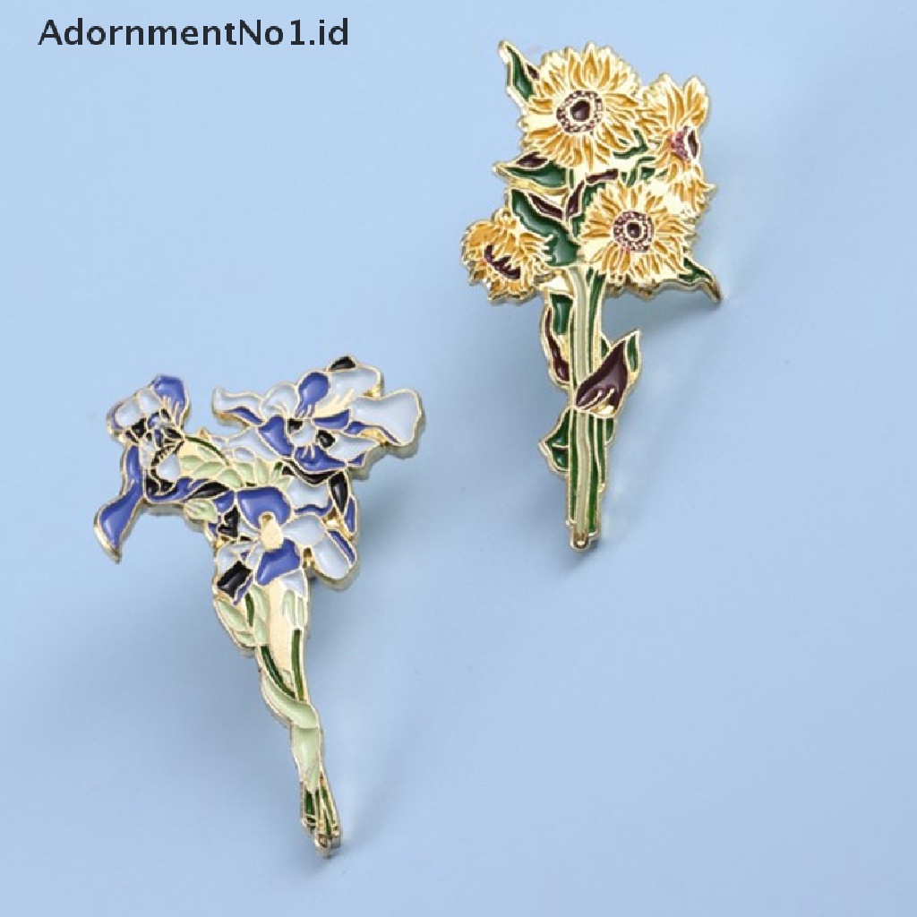 [AdornmentNo1] Lapel Pin Lencana Van Gogh Bunga Matahari Iris Bros Bunga Topi Pin Logam Untuk Pakaian Enamel Pin Lencana Untuk Ransel Hadiah Untuk Wanita [ID]