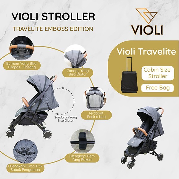 Violi - Stroller Emboss Edition Travelite Gray