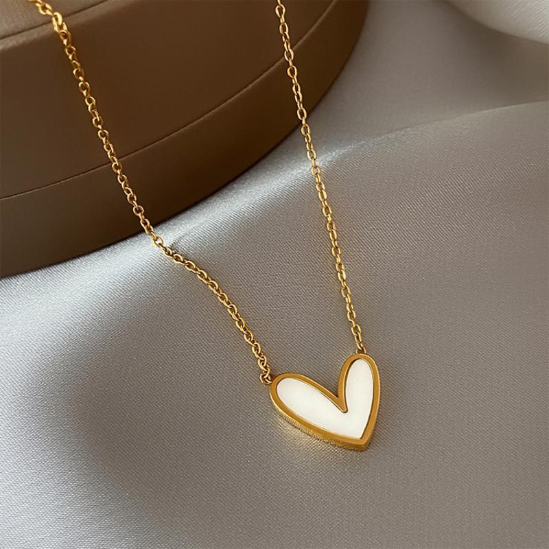 Kalung Titanium Wanita Tidak Luntur Aksesoris love Putih