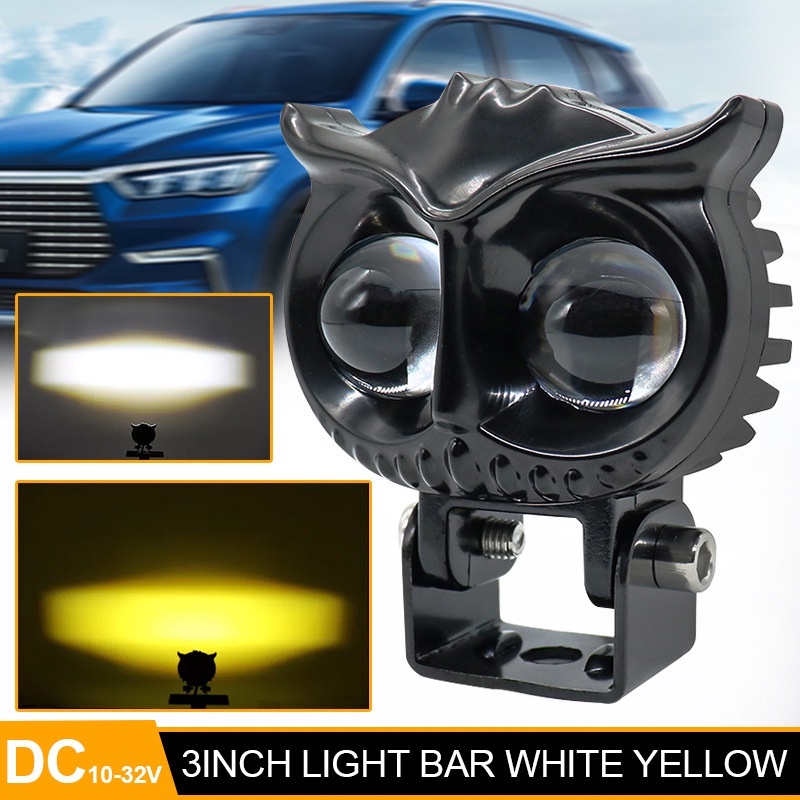 Lampu Tembak Motor Mobil Lampu Sorot Led Laser Gun D2 Owl 23w Dc 12-24 Volt 3 Warna Hi/lo Super Terang/lampu laser/lampu sorot motor led/Owl  Putih Kuning Jauh Dekat Lampu tembak