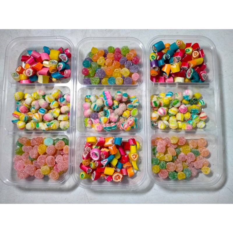 Permen Viral 3 Sekat / Candy Tray / Permen viral permen buah / Sticky Los / Pillow Candy / Ball / Ba