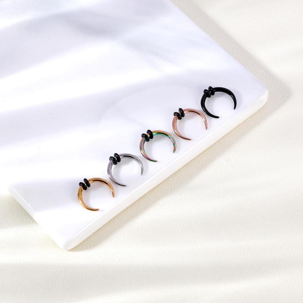 1pc14/16g Tanduk Ox Vintage Nose Septum Ring Stainelss Steel Tapal Kuda Hidung Tindik Lancip Tandu Hidung Expander