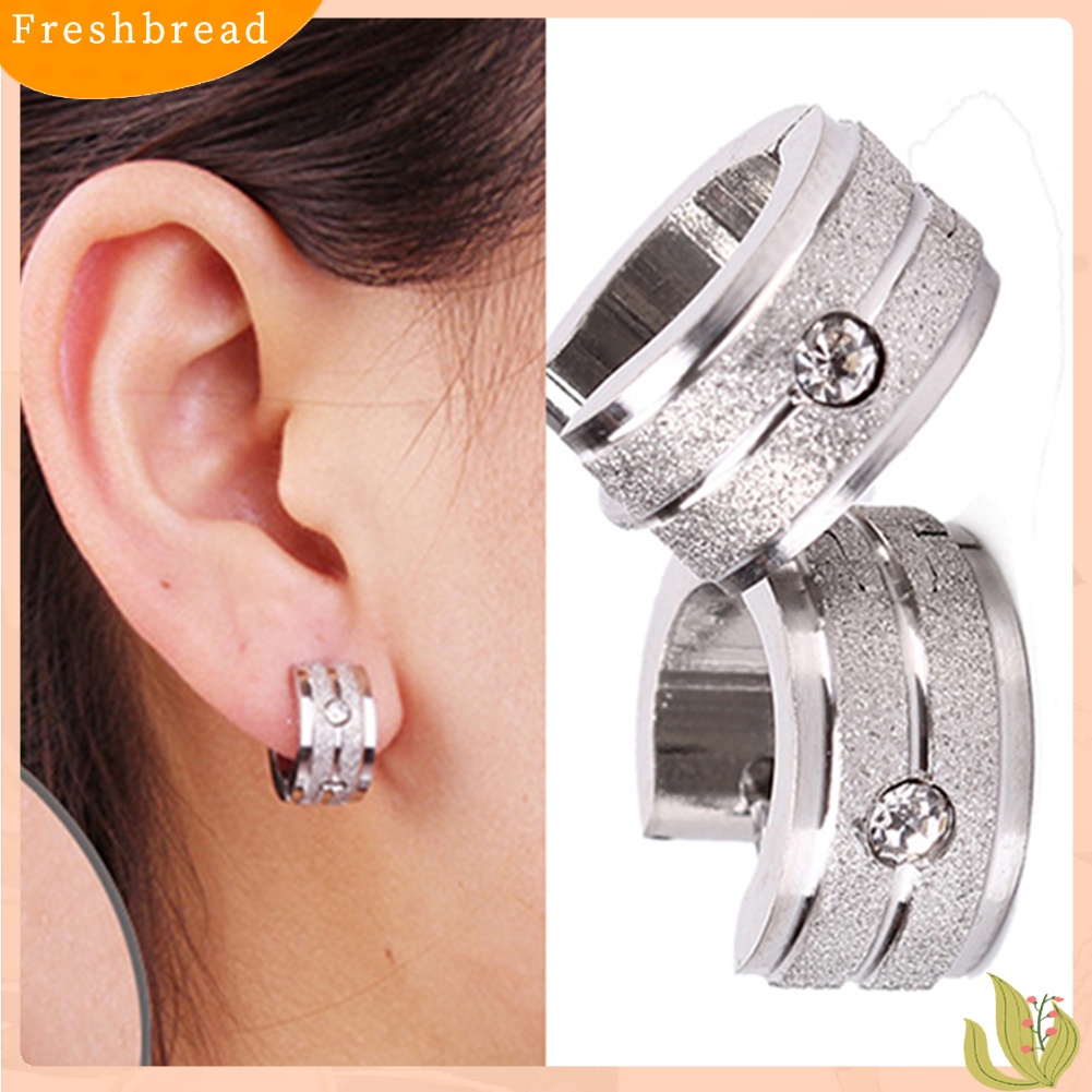 {In Stock} 1pasang Pria/'s Wanita' s Punk Keren Telinga Anting-Anting Berlian Imitasi Baja Titanium Hoop Earrings