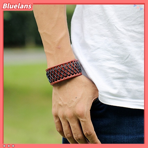 {In Stock} Bangle Kulit Kepang Lebar Gaya Punk Pria Wanita Retro Gelang Cuff Bracelet