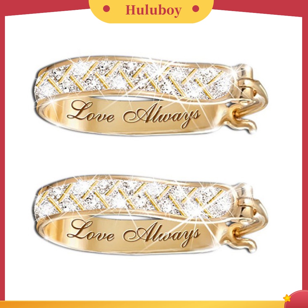 {Ready Stock} Wanita Fashion Kristal Imitasi Cubic Zirconia Alloy Hoop Earrings Pesta Perhiasan Hadiah