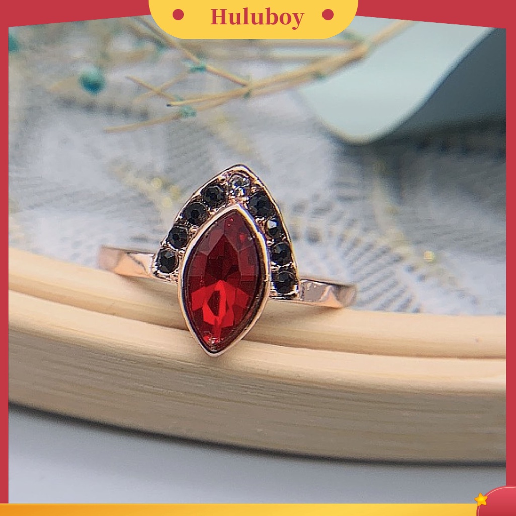 {Ready Stock} 2Pcs/Set Berlian Imitasi Retro Couple Rings Alloy Red Prismatic Faux Crystal Finger Rings Charm Jewelry