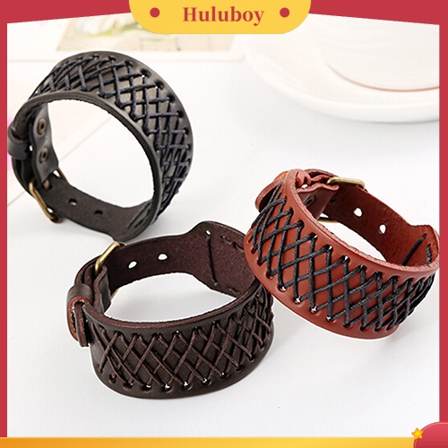 {Ready Stock} Gelang Kulit Kepang Lebar Gaya Punk Pria Wanita Bangle Retro Gelang Cuff Bracelet