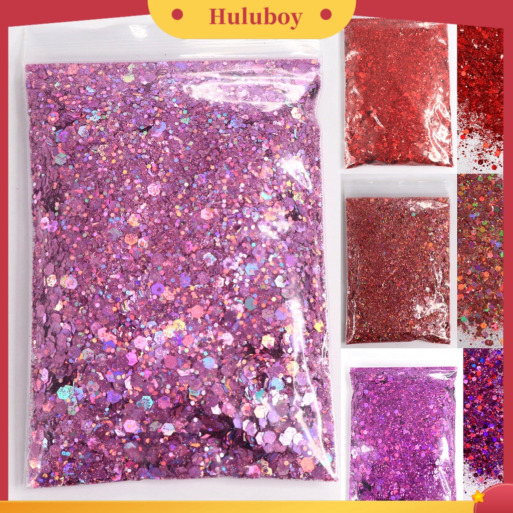 {In Stock} 50g Kuku Glitter Bubuk Manicure Sequin DIY Nail Art Ukuran Campur Berwarna Dekorasi Kuku Manicure Glitter Flake Perlengkapan Kuku