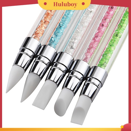 {In Stock} Kuas Nail Art Dotting Tools Double Ends Nail Art Patung Pulpen Silikon Ukir Alat Kerajinan