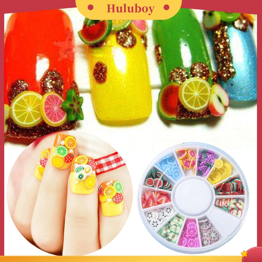 {In Stock} 1kotak Irisan Kuku Bentuk Buah Bunga Efek 3D Ultra Tipis Polymer Mixed Nail Art Slime DIY Charms Untuk Perempuan