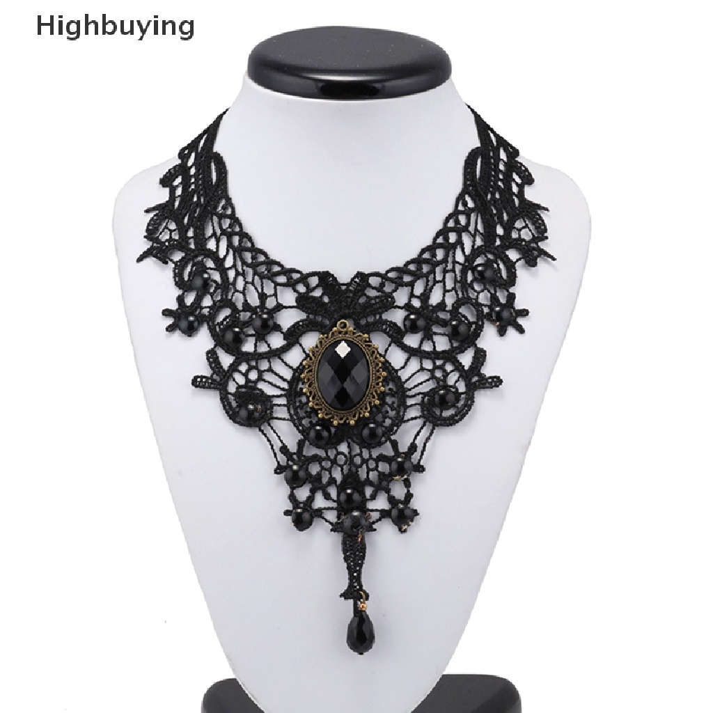 Hbid Wanita Hitam Lace Beads Choker Victorian Sexy Gothic Collar Kalung Hadiah Bagus Glory