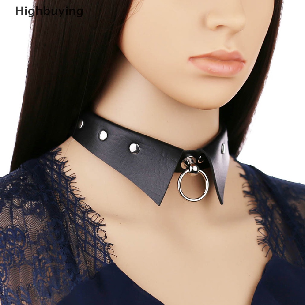 Hbid Kulit Choker Punk Kerah Wanita Pria Paku Keling Studded Chocker Chunky Kalung Goth Glory