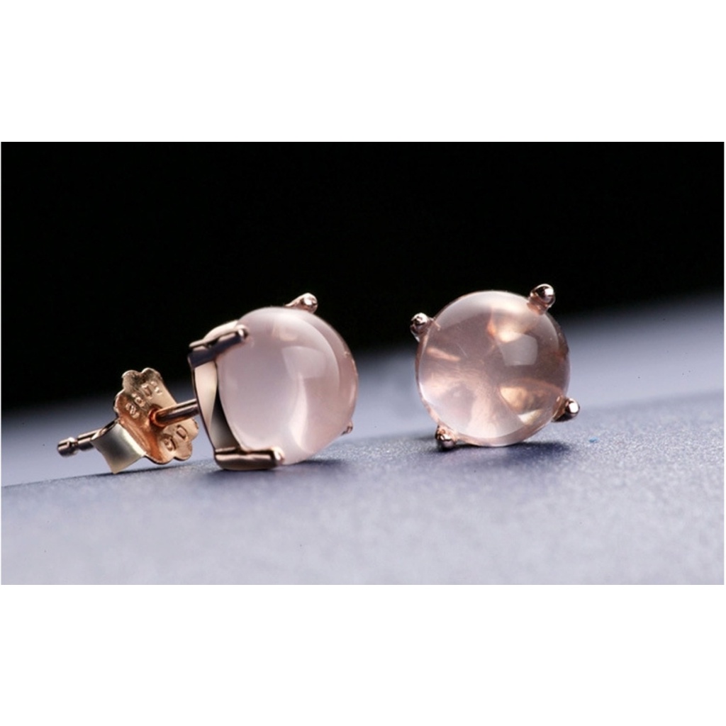 Goldkingdom Aksesoris Perhiasan Fashion Ready Stock Rose Gold Stud Perempuan Versi Korea Sederhana Hibiscus Batu Stud