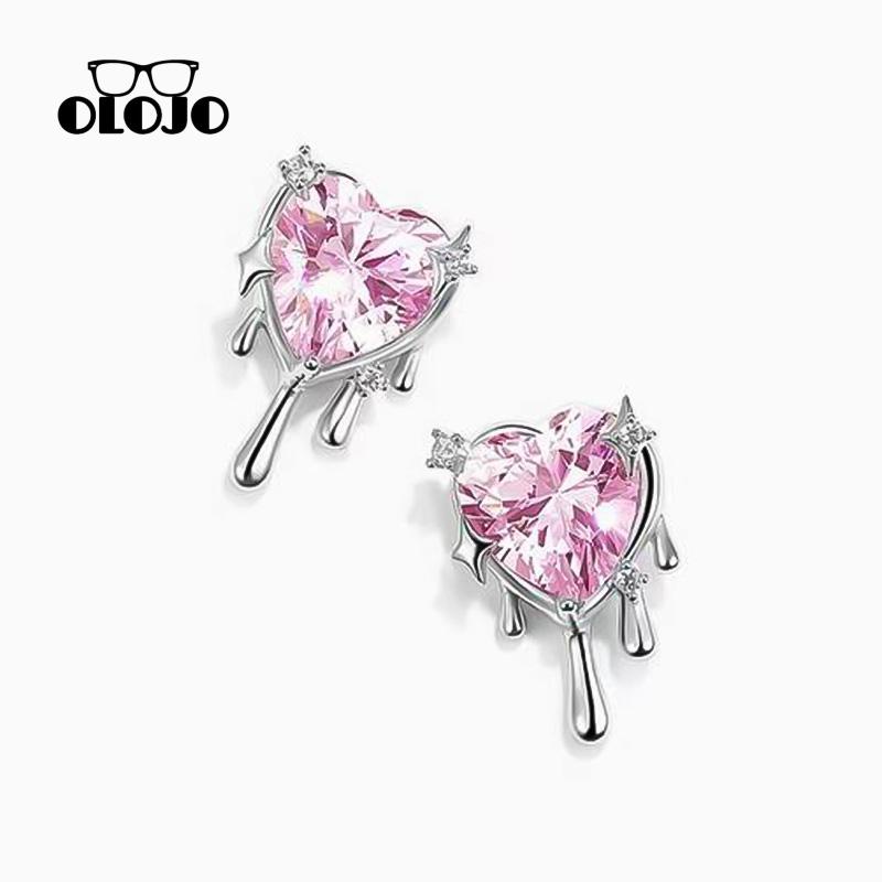 【COD】Zirkon Cair Cinta Anting Manis Indah Glitter Anting Perempuan