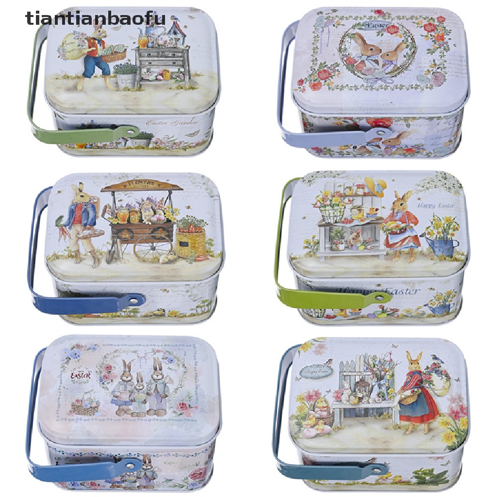 [tiantianbaofu] Vintage Kecil Koper Penyimpanan Tinplate Candy Box Gift Box Paskah Dekorasi Butik