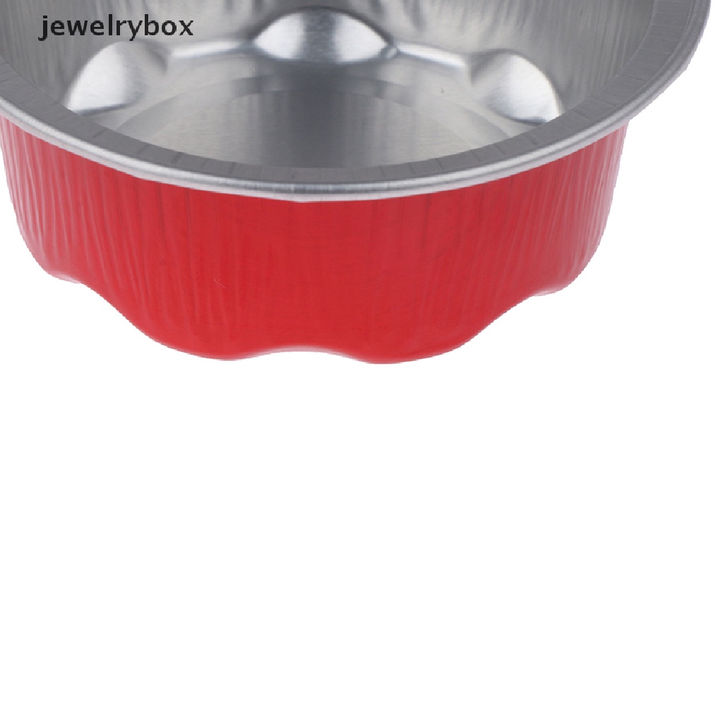 [jewelrybox] 10pcs 50ML Valene Aluminium Foil Loyang Kue Bentuk Bulat Cupcake Cup Dengan Tutup Butik