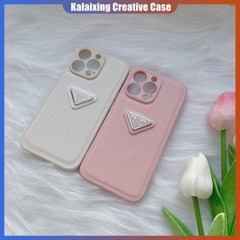 Prada Hard Case Bahan Kulit Untuk iPhone 14 Pro Max 14 Plus 13 12 11 Pro Max X Xs Max XR