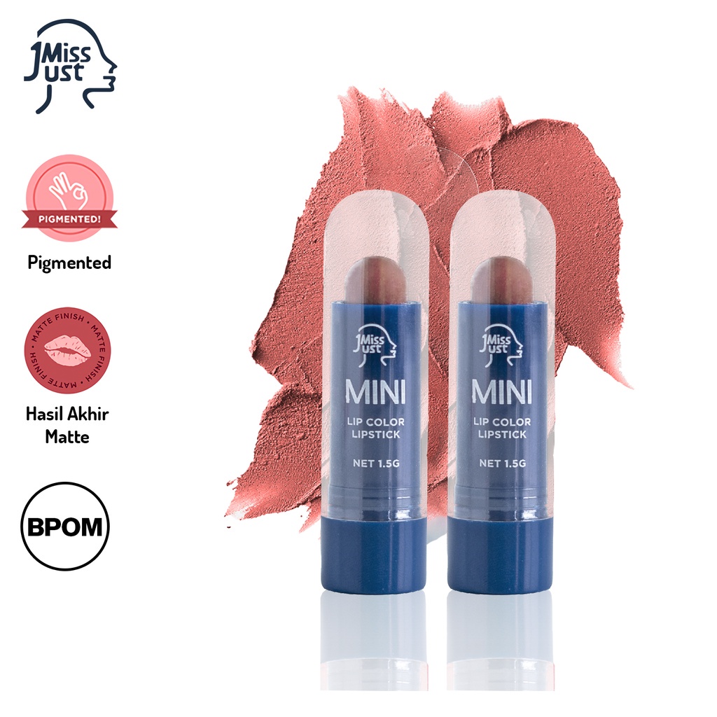 [COMBO HEMAT] JUST MISS Mini Lipstick Matte 1.5g x 2 Pcs (J39) - BPOM, Halal, Lip Color Pigmented, P