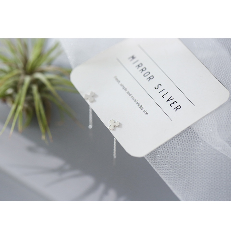 Goldkingdom Aksesoris Perhiasan Fashion Ready Stock Luckyo Lucu Benang Telinga Berlapis Perak, Anting Segar, Anting Pejantan, Model Wanita Jepang Dan Korea