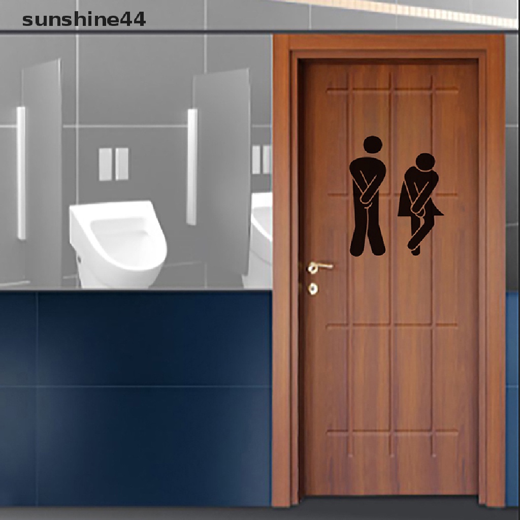 Sunshine Kartun DIY Lucu WC Kamar Mandi Stiker Dinding Toilet Rumah Tahan Air Wall Decals ID