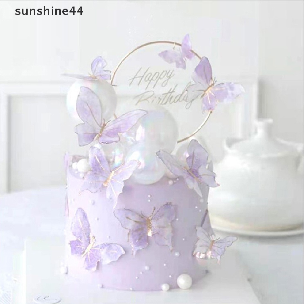 Sunshine 10Pcs Butterfly Cake Toppers Happy Birthday Hiasan Kue Dekorasi Pesta Pernikahan ID