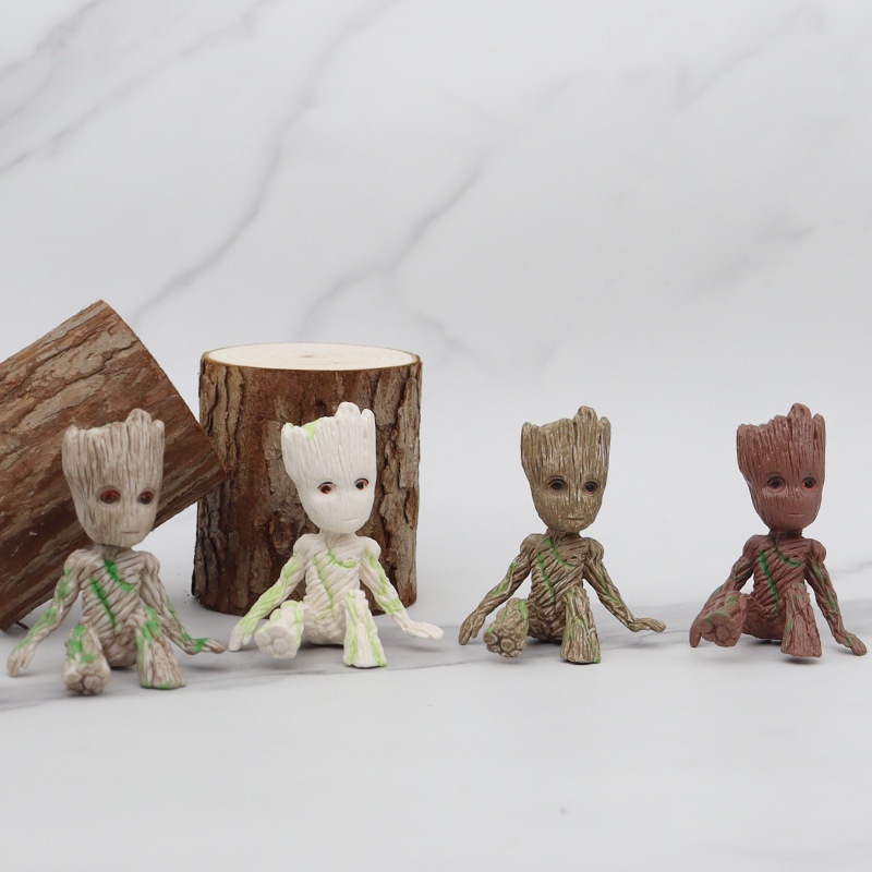 Patung MINI Avengers Groot 6CM Guardians of the Galaxy Treeman Anime Model Figura Dekorasi Mainan Anak Laki Laki Hadiah