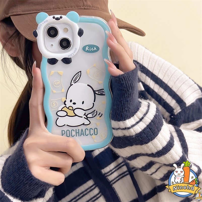 IPHONE Casing Kompatibel Untuk Iphone14 13 12 11 Pro Max X Xr Xs Max7 8 6 6s Plus SE Ins Cute Puppy Phone Case Wavy Little Monster Frame Lensa Anti Gores Bening Soft Case Cover Pelindung