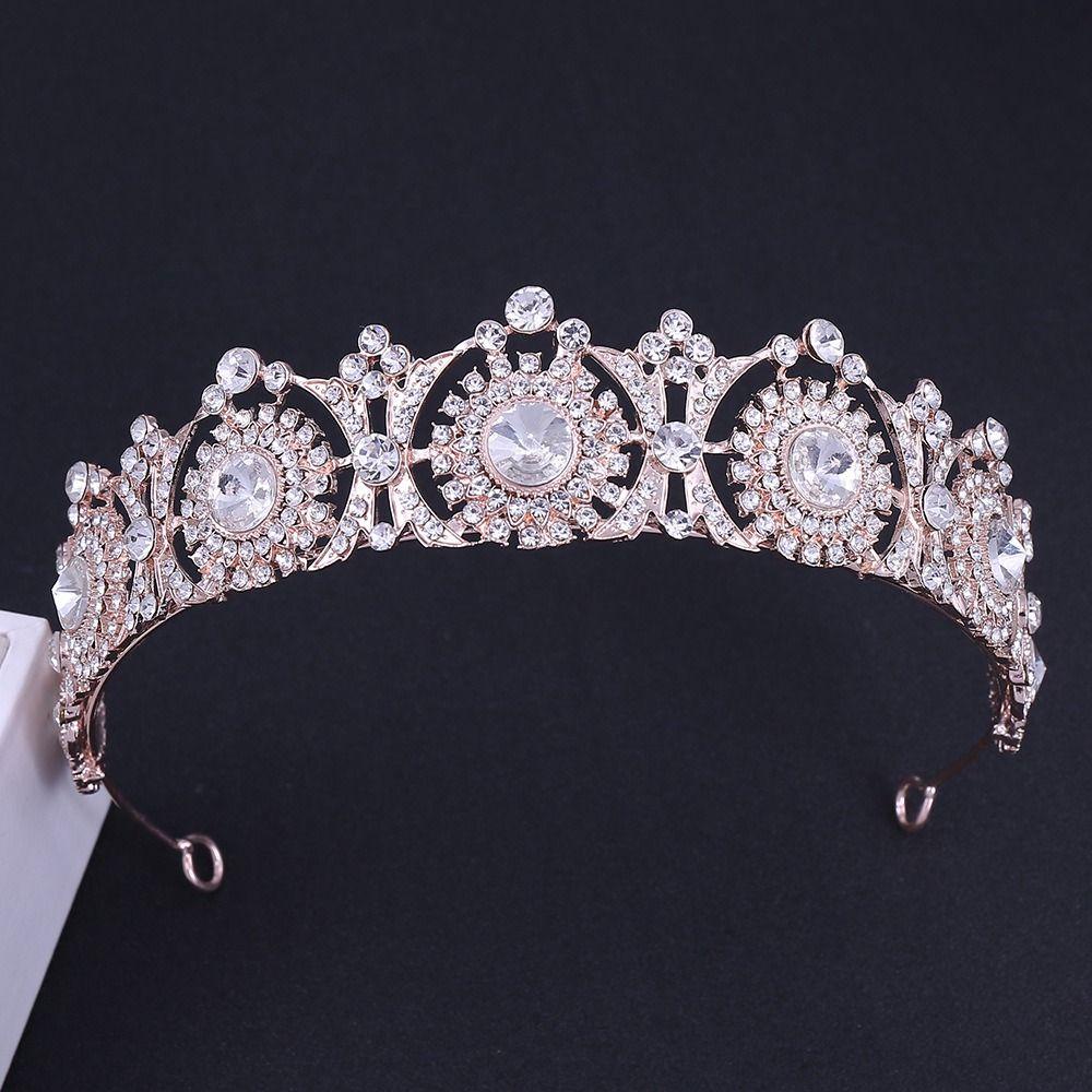 Needway Tiara Berlian Aksesoris Rambut Pernikahan Elegan Untuk Gadis Untuk Pengantin Kepala Untuk Putri Baroque Untuk Wanita Korea Style Tiara