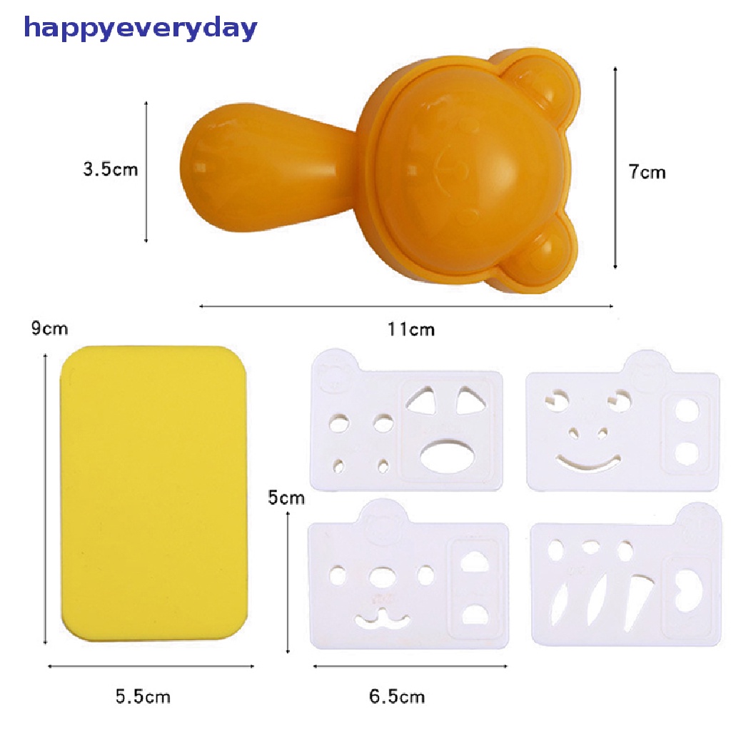[happy] 1set DIY Cute Little Bear Rice Ball Cetakan Bento Sushi Nori Rice Mold Decor [ID]
