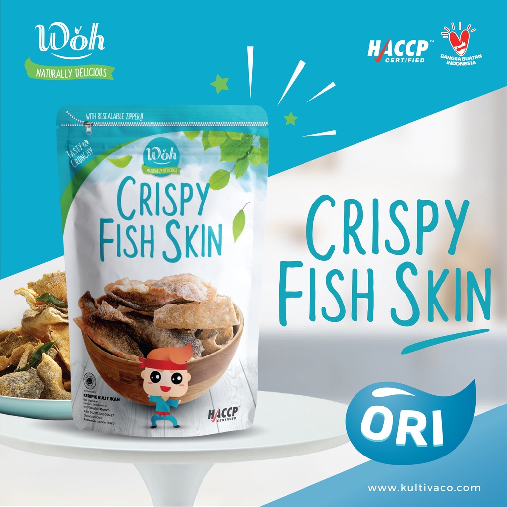 

Woh Chips Keripik Kulit Ikan, Snack Kulit Ikan, Cemilan Kulit Ikan, Crispy Fish Skin Original 30gr