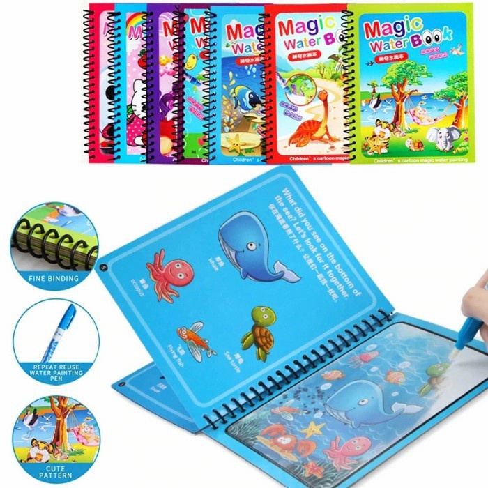 GOS -G411- Magic Water Book - Buku Mewarnai Ajaib Spidol Air - Buku Gambar Ajaib - Buku Edukasi Anak