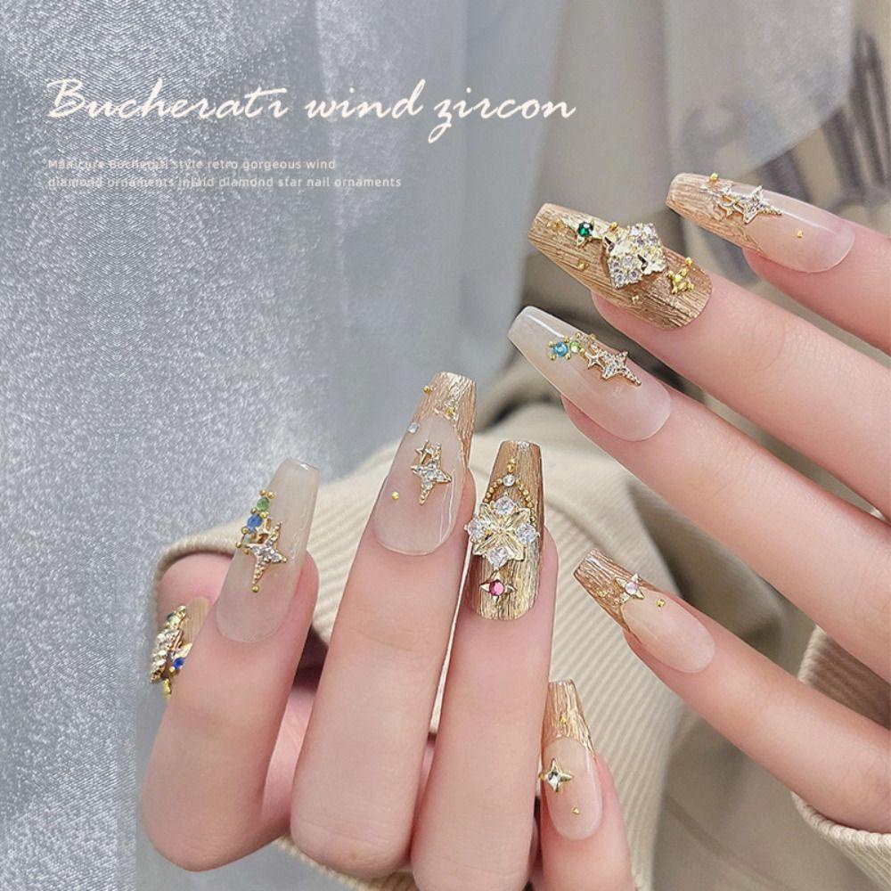 Rebuy Nail Art Dekorasi 3D DIY Gaya Perancis Retro Cantik Elemen Alloy Aksesoris Kuku