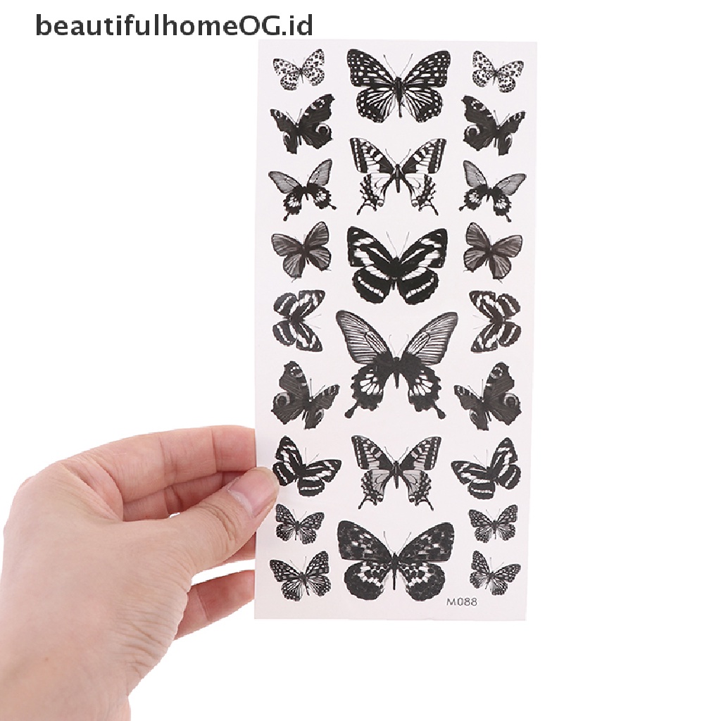 // Beauty// 1lembar Stiker Tato Temporer Tahan Air 3D Butterfly Fake Tattoo Leg Arm Art **