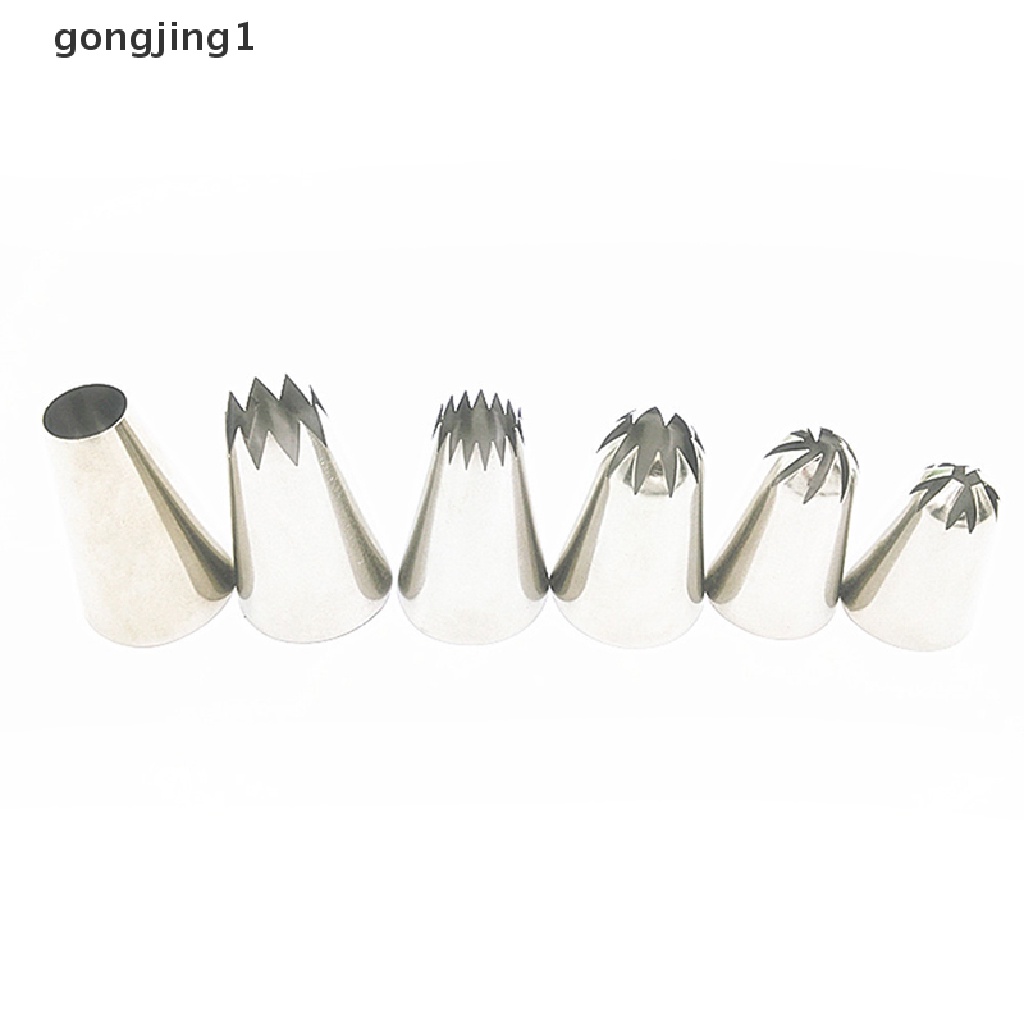 Ggg 6PCS/Set Cream Piping Nozzle Pastry Fondant Icing Tips Alat Baking Untuk ID Dapur