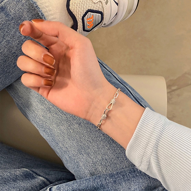 Keren Link Rantai Gelang Untuk Wanita Fashion Warna Perak Cuff Bracelets Perhiasan Aksesoris Hadiah