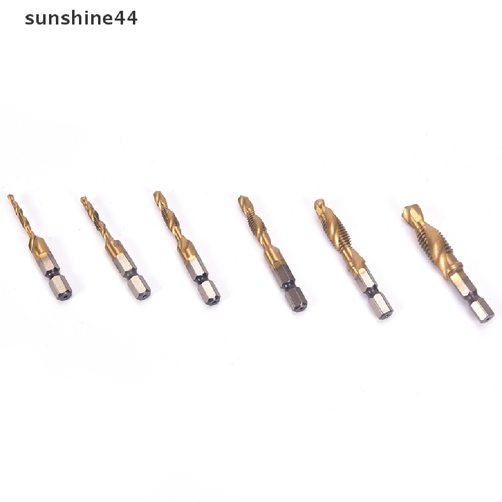 Sunshine M3-M10 Hex Shank Titanium Plated HSS Mata Bor Ulir Sekrup Tangan Metric Tap ID