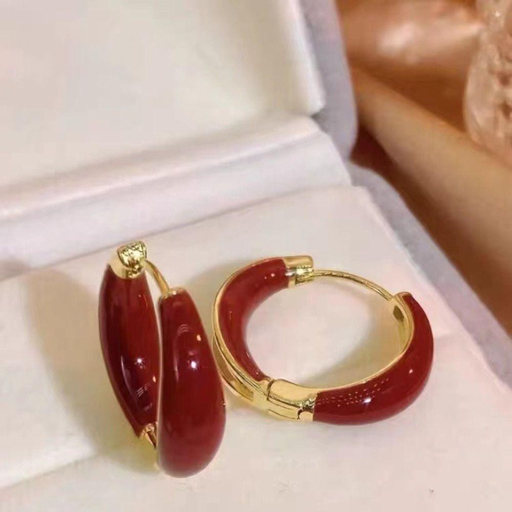 Mxbeauty Gaya Korea Hoop Earrings Hadiah Pesta Lingkaran Indah Paduan Sederhana Hoop Ear Buckle