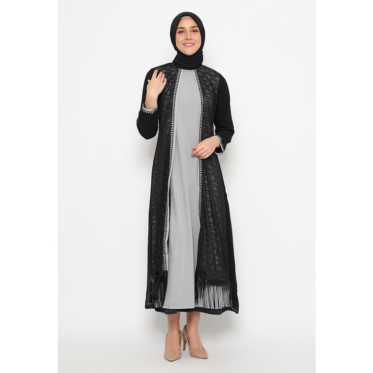 Puricia Gamis Premium Series Kamila Black Terbaru 2024 Abaya Mewah 54254