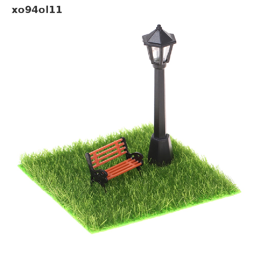 Xo 7pcs/set1per12rumah Boneka Miniatur Rumput Lampu Jalan Kursi Taman Pagar Dekorasi Mainan OL