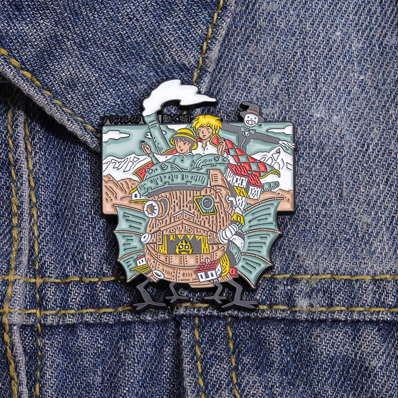 Howls Pin Enamel Kastil Bergerak Lucu Anime Bros Lencana Kerah Pin Kartun Koleksi Perhiasan Hadiah Untuk Teman Penggemar