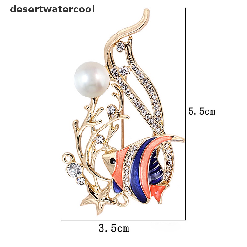 Deid Multi Enamel Ikan Bros Kristal Berlian Imitasi Hewan Bros Jas Korsase Pin Martijn