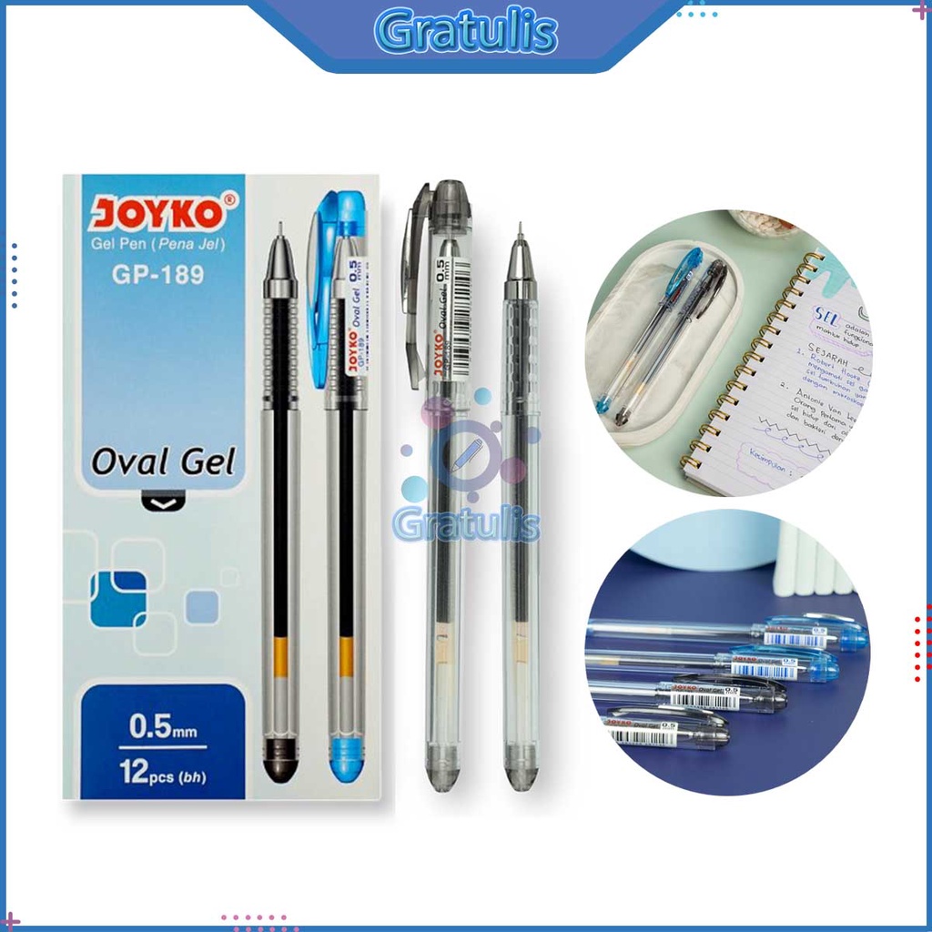 

PULPEN JOYKO OVAL GEL GP-189 [12 PCS] / PERLENGKAPAN ALAT TULIS SEKOLAH / BALLPOINT GEL PENA 1 PAK / BALL PEN BOLPEN POLPEN BULPEN TINTA HITAM 1 PACK