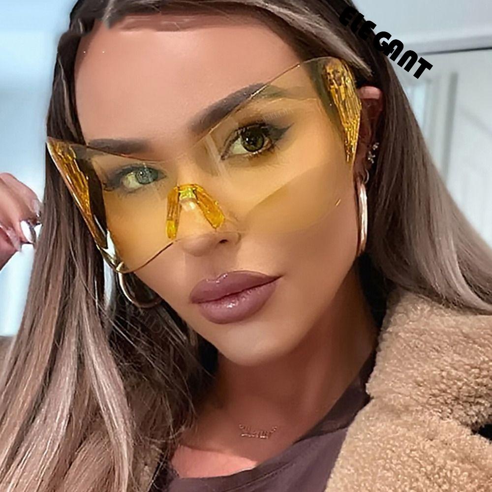 [Elegan] Oversized Sunglasses Fashion Personality Futuristik Sunglasses UV400 Kacamata Perlindungan UV Kacamata Bersepeda Kacamata Anti Radiasi Kaca Kacamata Wanita Kacamata