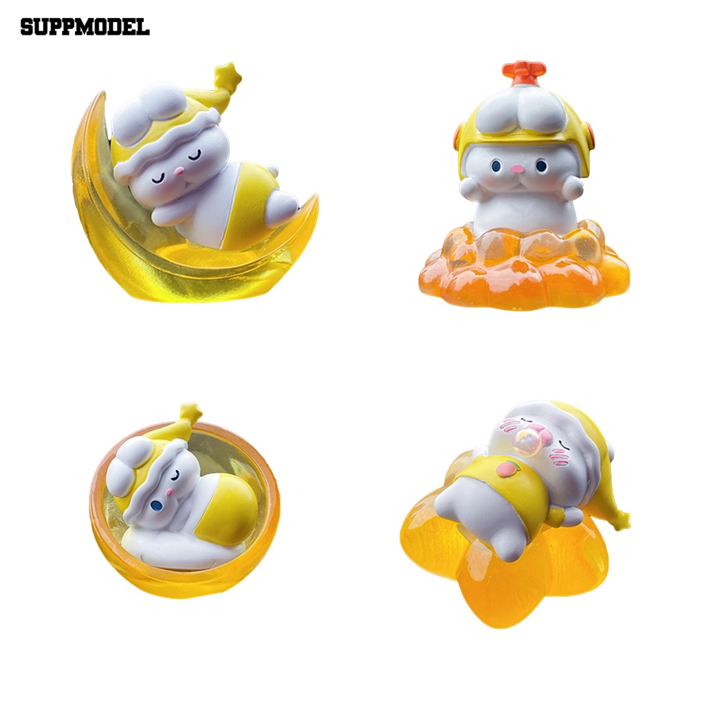 Suppmodel Patung Kelinci Sentuh Nyaman Perlengkapan Rumah Meja Desktop Bintang Bunny Ornamen Ekspresi Hidup
