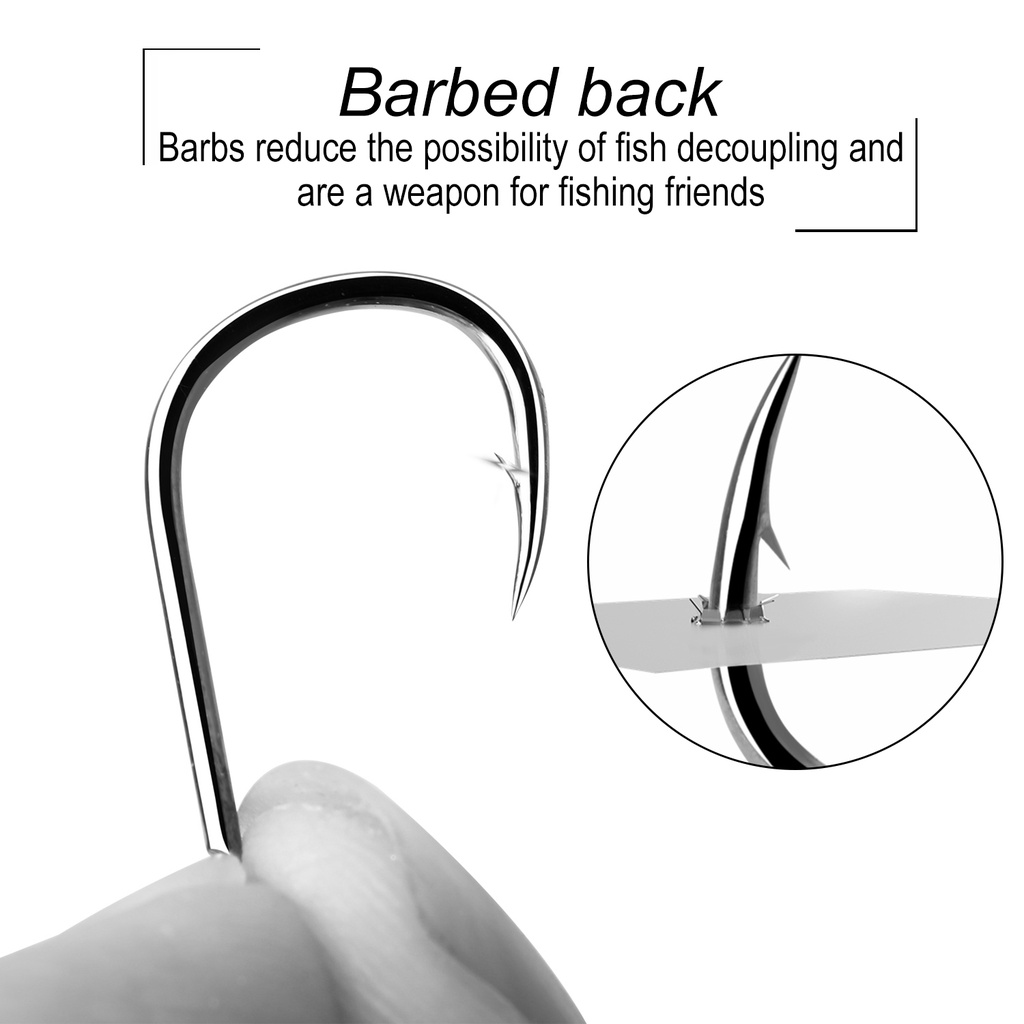Sougayilang 12 PCS Fishing Curved Hook dengan Barb Carbon Steel #8 #9 #12 Fishing Hooks Sharp Fishing Circle Jig Hooks