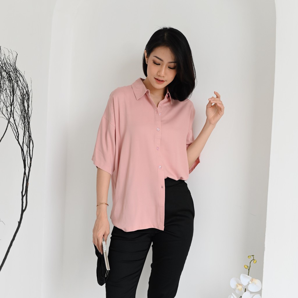 Ms Daisy Hannah Oversized Shirt Baju Atasan Wanita Kemeja Blouse