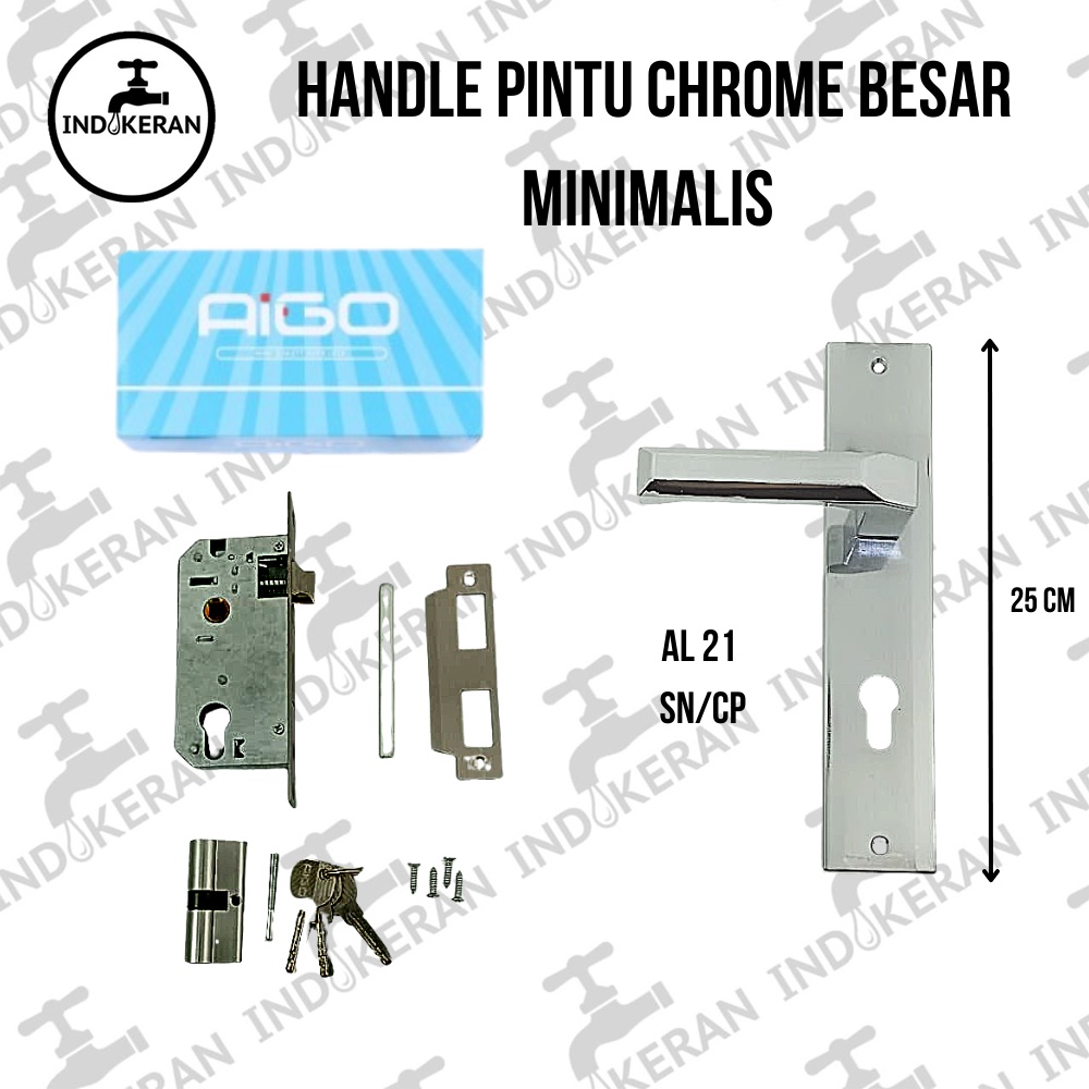 INDOKERAN - Handle Pintu Silver Chrome Kotak Minimalis - Besar