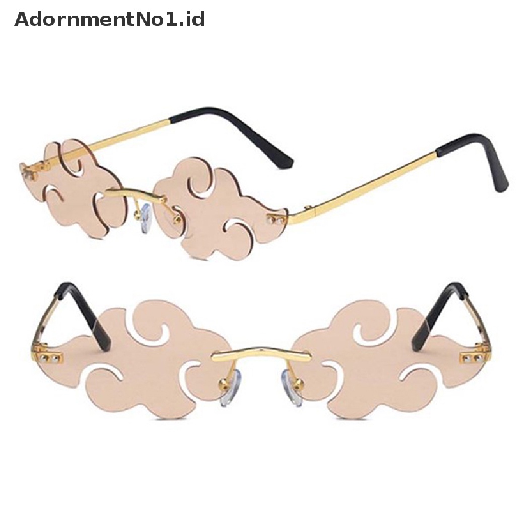 [AdornmentNo1] 1pc Anime Red Cloud Rimless Gothic Glasses Cosplay Eyewear Punk Sunglasses [ID]