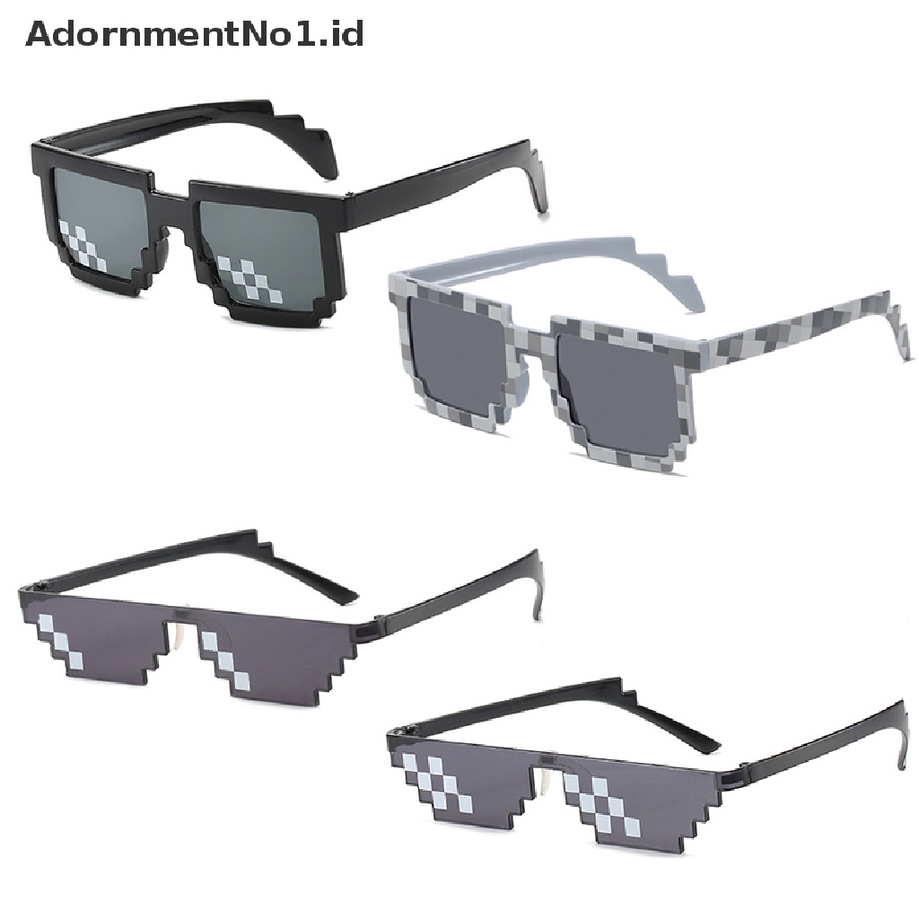 [AdornmentNo1] Kacamata Hitam Mosaik Mainan Lucu Mosaic Strips Sunglasses Trick Toy Glasses Pixel Wanita Pria [ID]